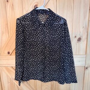 The Limited Black and White Floral Blouse